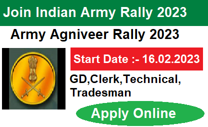 Indian Army Rally Apply Online Form 2023