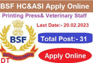 BSF HC ASI Constable Group C Apply Online Form 2023