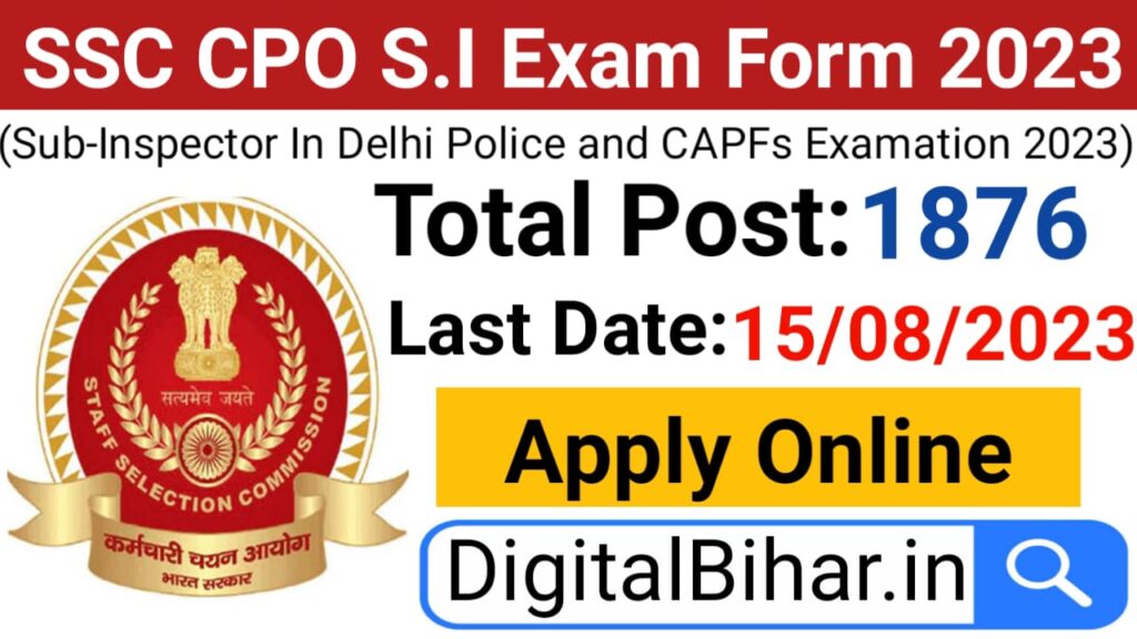 SSC CPO SI Online Form 2023