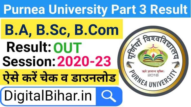 Purnea University Part 3 Result 202-23