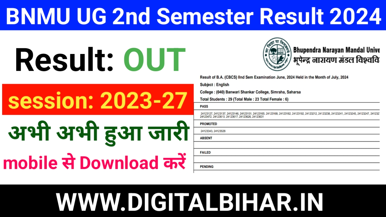 BNMU UG 2nd Semester Result 2023-27