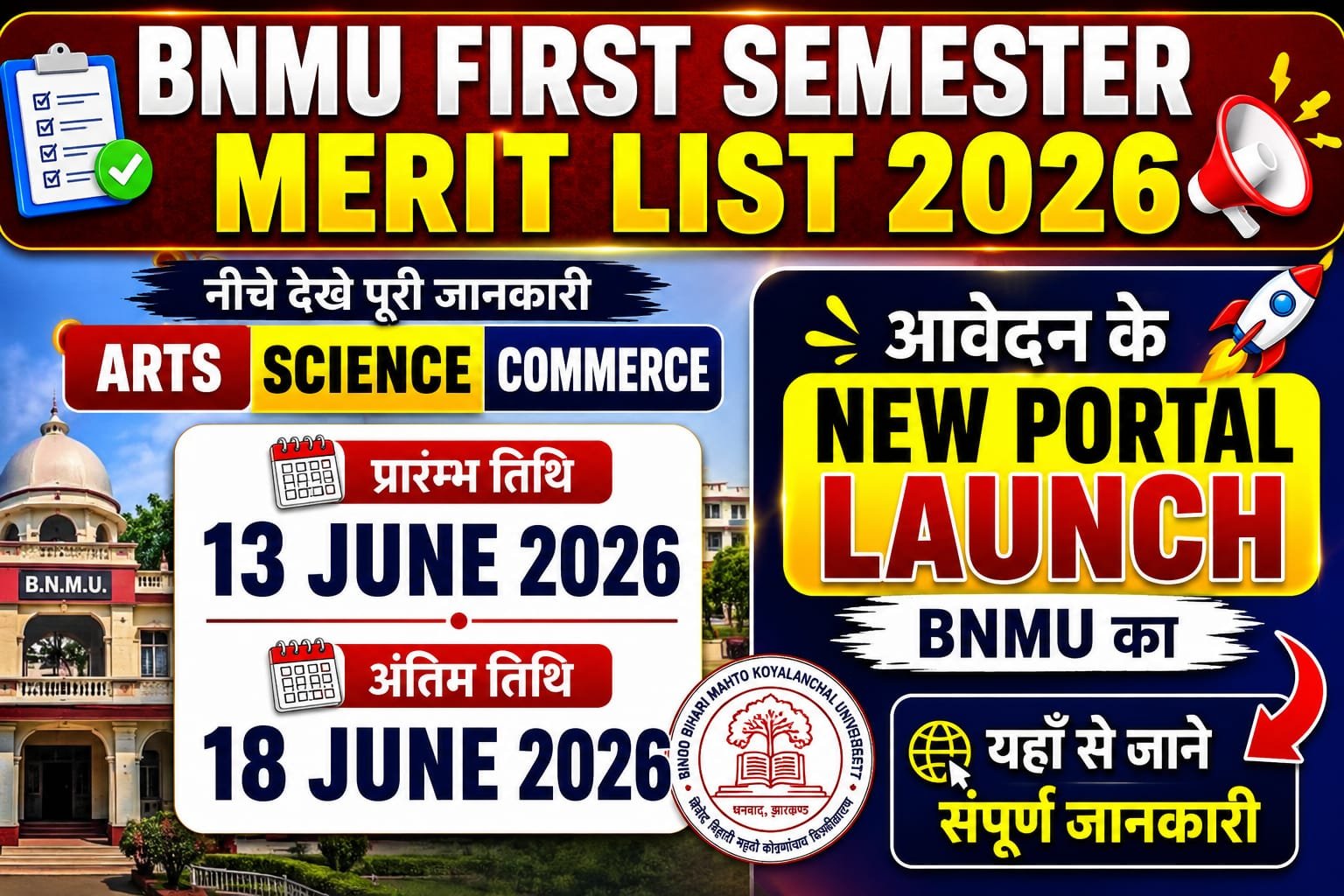 BNMU UG First Merit List 2026